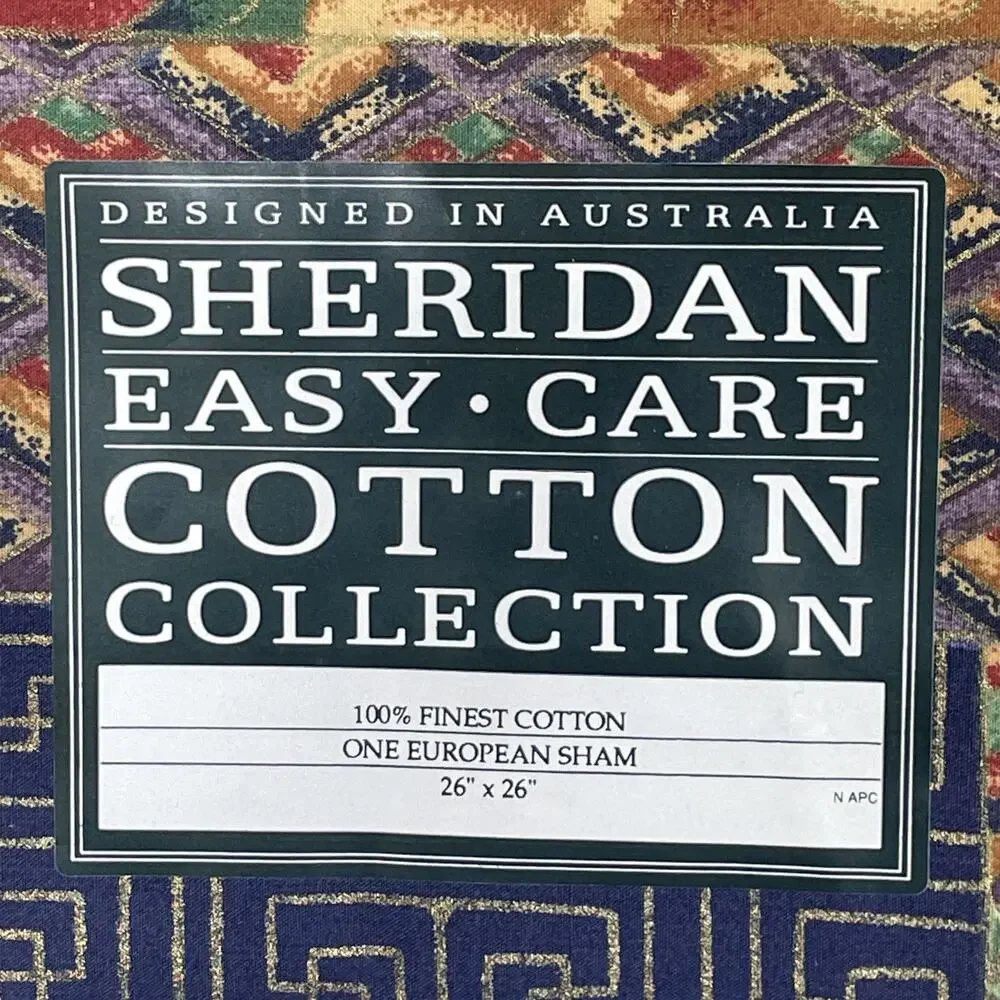 2 Vtg Sheridan Australia Cotton European Sham 26x26 Patchwork Boho Floral NOS